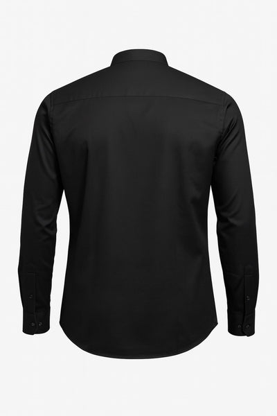 Erkek Hakim Yaka Slim Fit Gömlek – Şık, Modern, Uzun Kollu, Düz Model - Siyah