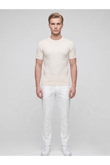 Erkek Bisiklet Yaka Kısa Kollu Triko Tişört – Slim Fit Modern Kesim Yazlık T-Shirt - Bej