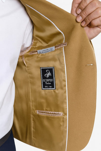 Camel Erkek Blazer Ceket – Esnek Comfort Kumaş, İtalyan Kesim, Tek Düğmeli Slim Fit Şı - Bej