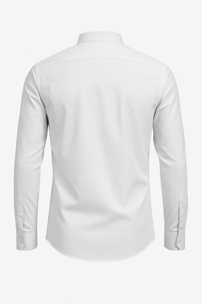 Erkek Hakim Yaka Slim Fit Gömlek – Şık, Modern, Uzun Kollu, Düz Model - Beyaz