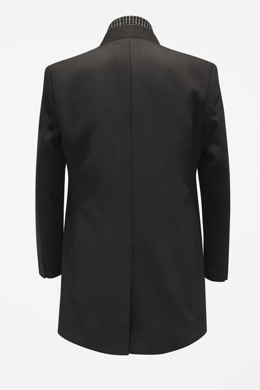 Erkek Uzun Kaşe Kaban – İtalyan Kesim Slim Fit Şık Model - Siyah