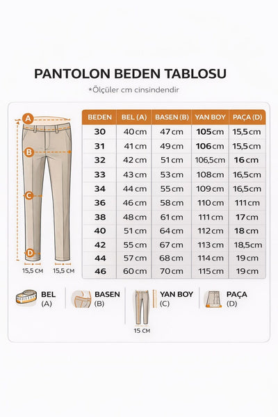 Erkek Tam Beli Lastikli Duble Paça Likralı Kumaş Pantolon - Lacivert
