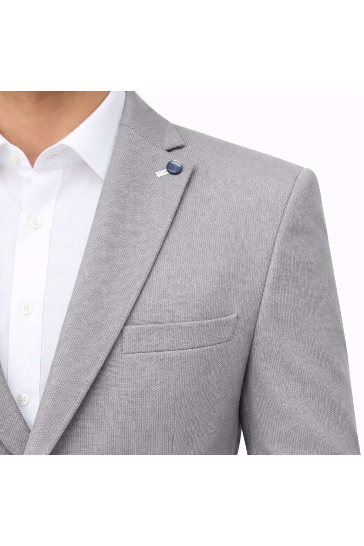 Erkek Açık Füme Slim Fit Blazer Ceket – Tek Düğme, Modern Kesim - Gri