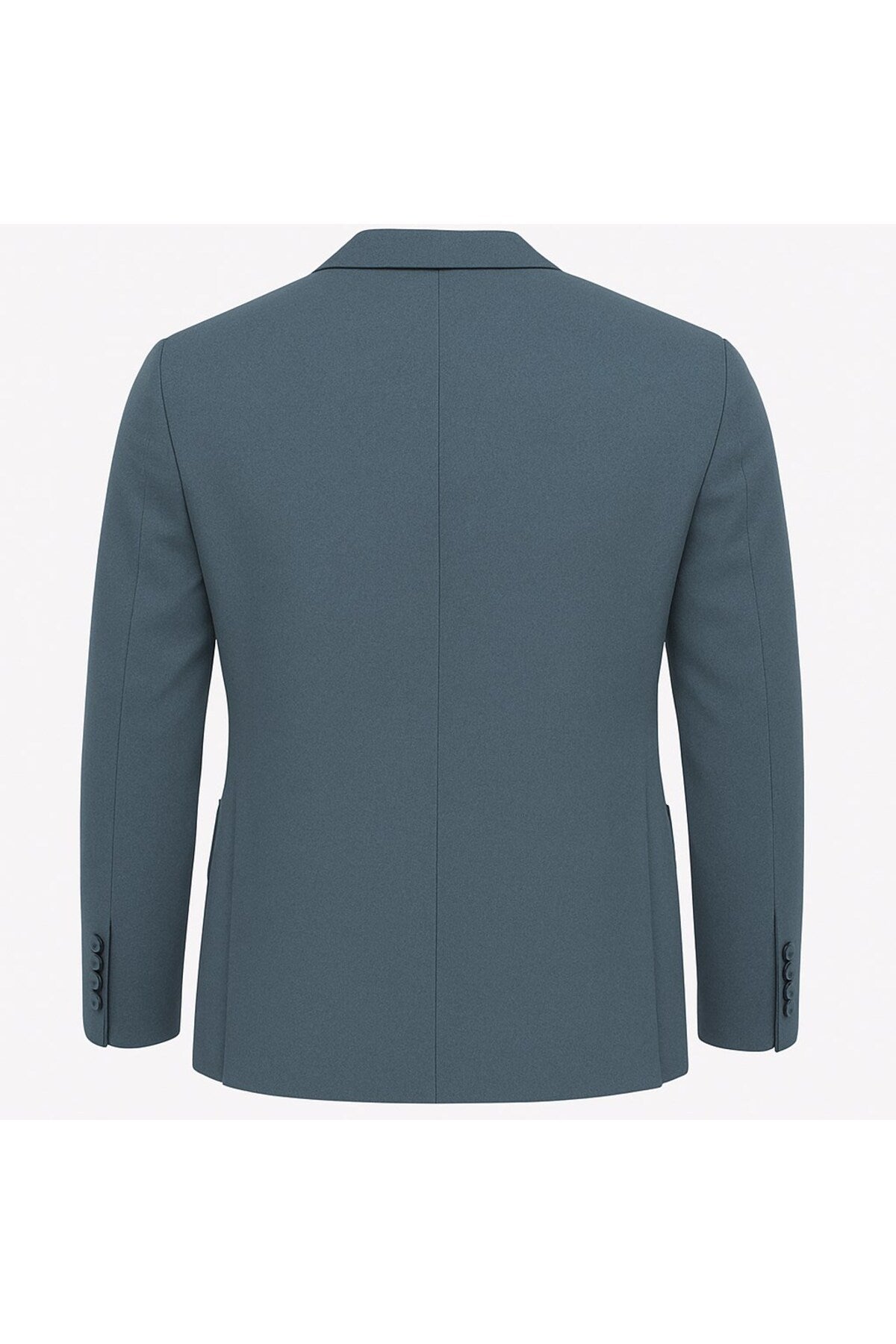 Erkek Slim Fit Blazer Ceket Tek Düğmeli Çift Yırtmaçlı Torba Cepli Yarım Astarlı - Mavi