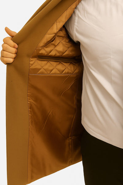 Erkek Uzun Kaşe Kaban – Çıkartılabilir Kürk Yaka, Astarlı ve Cepli Slim Fit Mont (Bej, - Beyaz