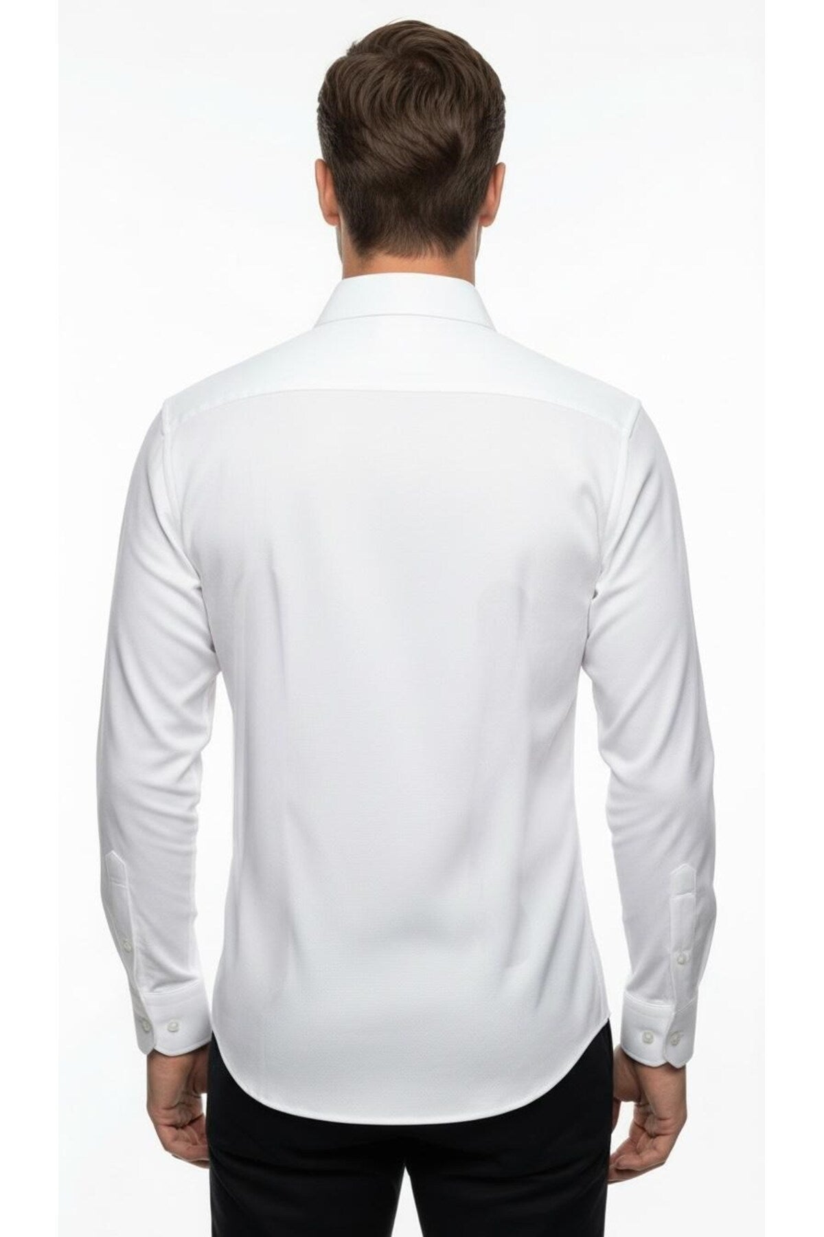 Erkek Beyaz Klasik Gömlek – Slim Fit, Düz Model, Şık Ofis & Günlük Kombin - Beyaz