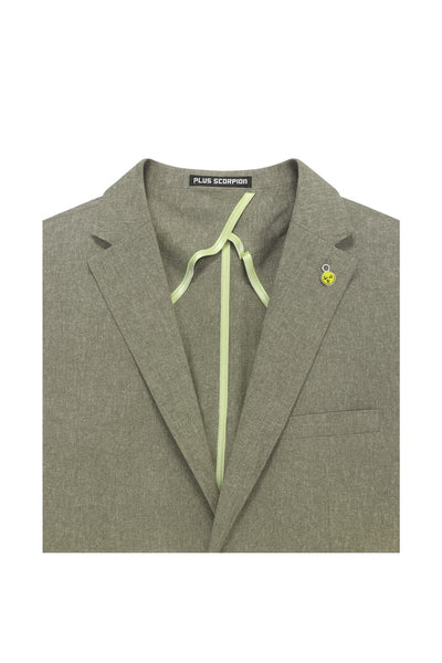 Erkek Slim Fit Blazer Ceket Tek Düğmeli Çift Yırtmaçlı Torba Cepli Yarım Astarlı - Haki
