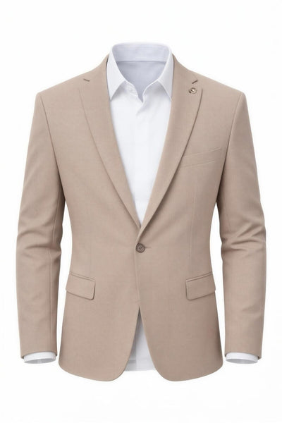 Erkek Slim Fit Tek Düğmeli Blazer Ceket – Vizon Renk, Şık ve Modern Kesim - Bej