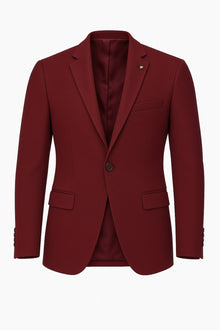 Bordo Erkek Tek Düğmeli Blazer Ceket – Dokulu Kumaş, Çift Yırtmaçlı Şık Tasarım - Bordo