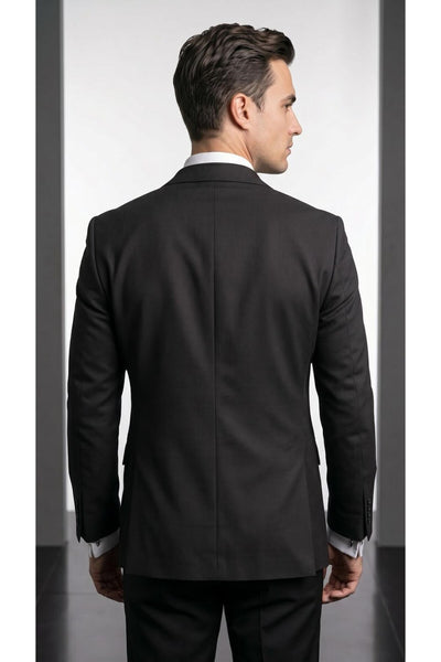 Slim Fit Mikro Desenli Erkek Ceket Yazlık Pike Kumaş Çift Yırtmaç Blazer - Siyah