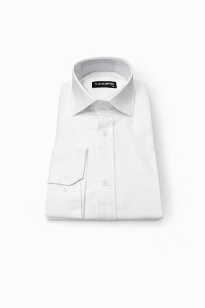 Erkek Beyaz Klasik Gömlek – Slim Fit, Düz Model, Şık Ofis & Günlük Kombin - Beyaz