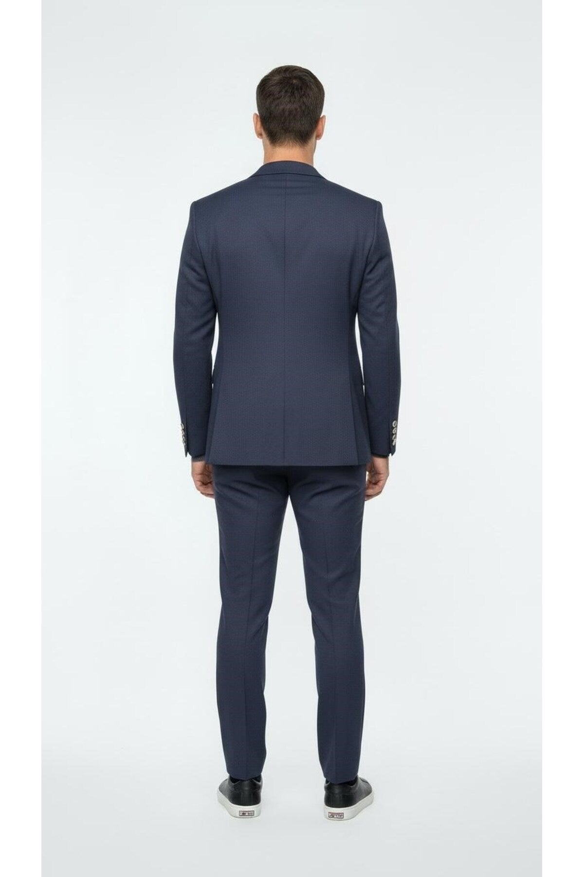 Erkek Kruvaze Gold Düğmeli Dokulu Likralı Kumaş Blazer Ceket – Modern Kesim Şık Tasarım - Lacivert