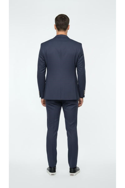 Erkek Kruvaze Gold Düğmeli Dokulu Likralı Kumaş Blazer Ceket – Modern Kesim Şık Tasarım - Lacivert