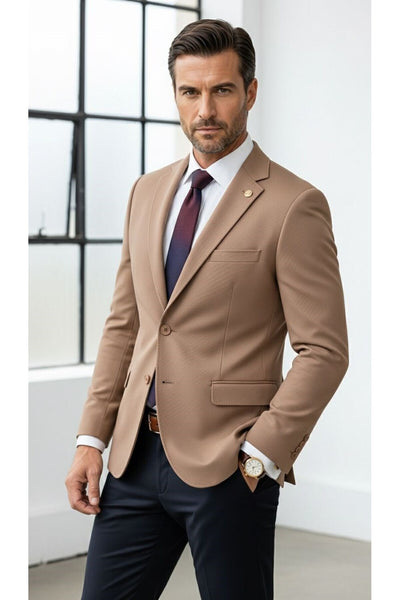 Erkek Slim Fit Çift Düğme Çift Yırtmaçlı Blazer Ceket – Premium Dokulu Kumaş - Turuncu
