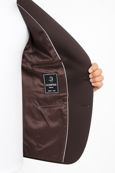 Kahverengi Erkek Slim Fit Blazer Ceket – Şık, Modern, Günlük ve Ofis Kombinlerine Uygun Tek Düğmeli - Kahverengi
