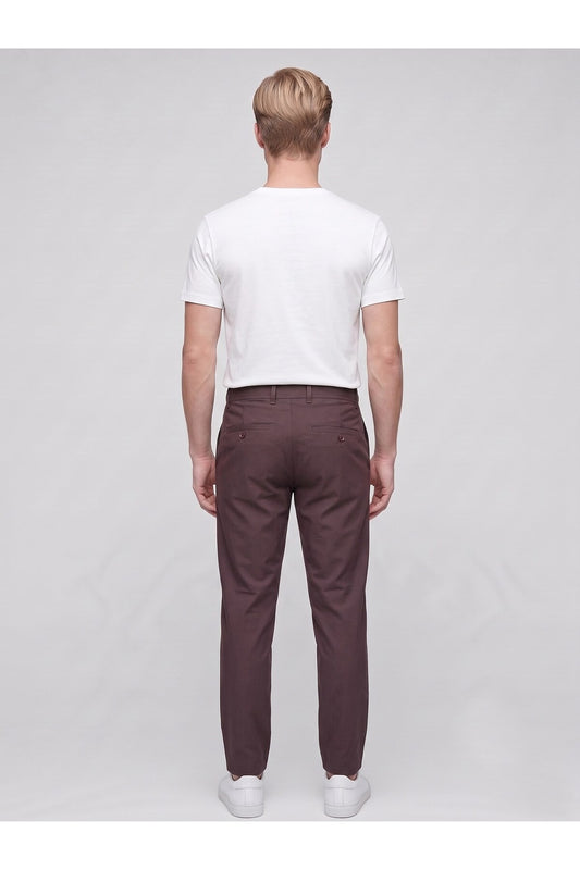 Erkek Yazlık Bağcıklı Kumaş Pantolon – Slim Fit Rahat Kesim Günlük Pantolon - Kahverengi