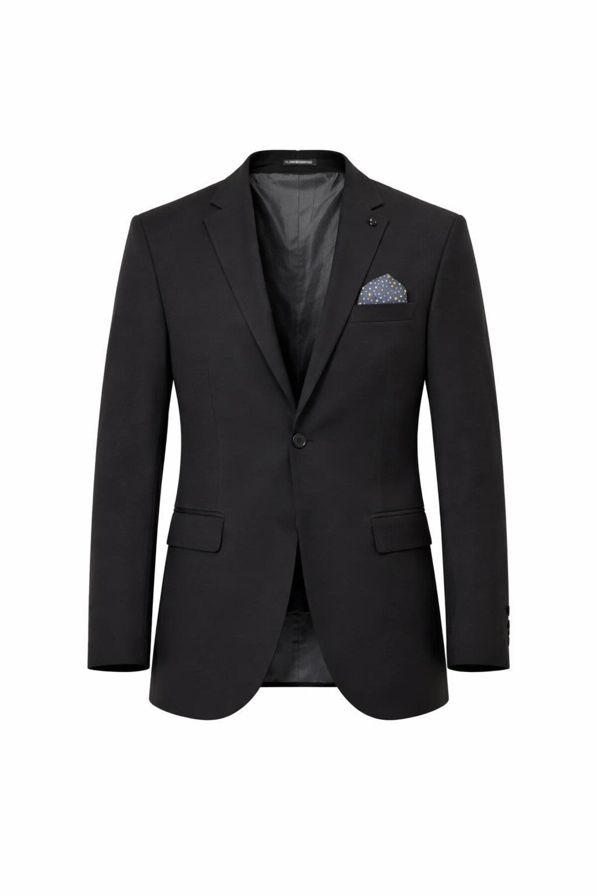 Erkek Mono Yaka Tek Düğmeli Çift Yırtmaçlı Blazer Ceket – Premium Dokuma Kumaş, 8 Renk - Siyah