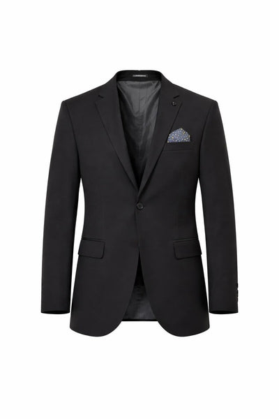 Erkek Mono Yaka Tek Düğmeli Çift Yırtmaçlı Blazer Ceket – Premium Dokuma Kumaş, 8 Renk - Siyah