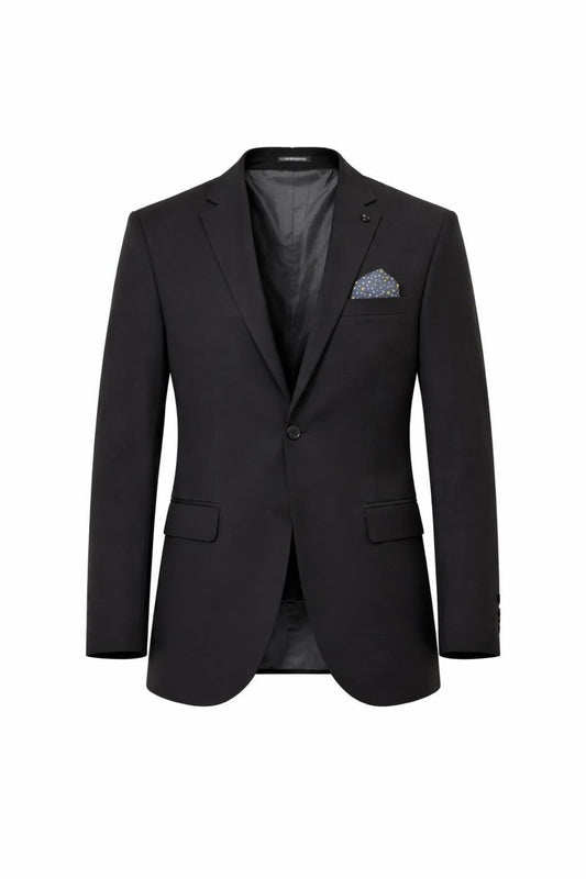 Erkek Mono Yaka Tek Düğmeli Çift Yırtmaçlı Blazer Ceket – Premium Dokuma Kumaş, 8 Renk - Siyah