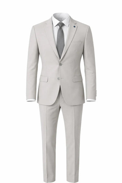Erkek Klasik 2’li Takım Elbise 2 Düğmeli Slim Fit Esnek Kumaş Çift Yırtmaçlı 7 Drop - Gri