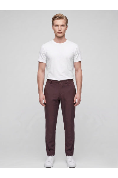 Erkek Yazlık Bağcıklı Kumaş Pantolon – Slim Fit Rahat Kesim Günlük Pantolon - Kahverengi