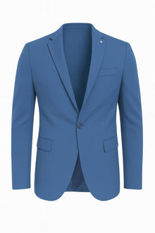 Erkek Slim Fit Blazer Ceket Açık İndigo – Tek Düğmeli – Şık Günlük & Ofis Kombinleri için – Tam Asta - Mavi