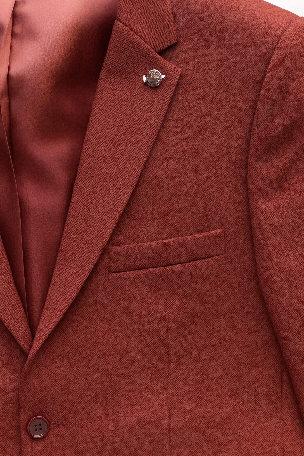 Bordo Erkek Tek Düğmeli Blazer Ceket – Dokulu Kumaş, Çift Yırtmaçlı Şık Tasarım - Bordo