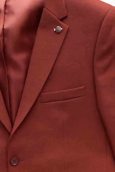 Bordo Erkek Tek Düğmeli Blazer Ceket – Dokulu Kumaş, Çift Yırtmaçlı Şık Tasarım - Bordo