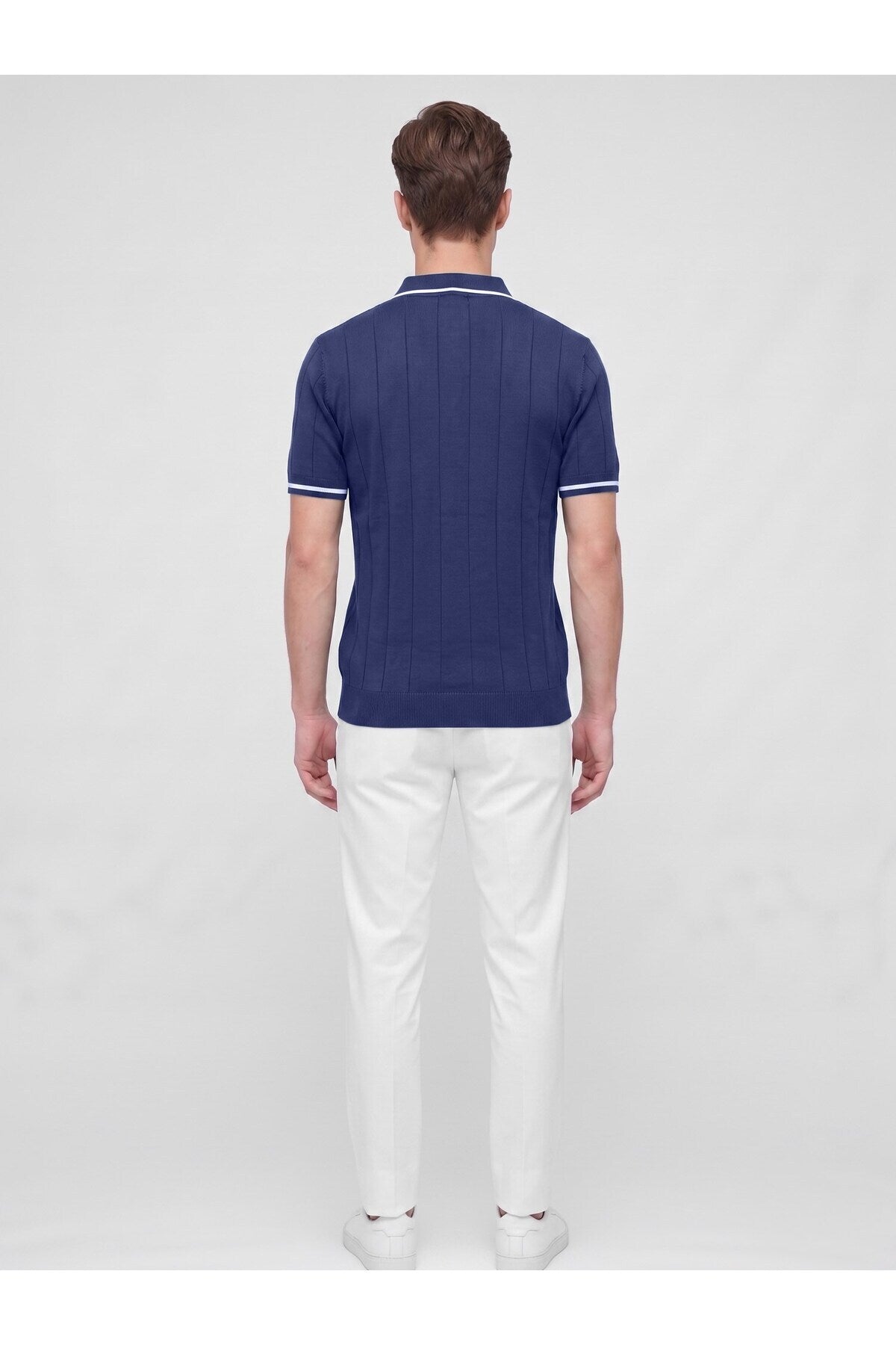 Erkek Polo Yaka Triko Kısa Kollu T-Shirt - Lacivert