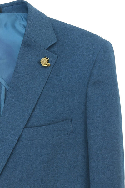 Erkek Slim Fit Blazer Ceket Tek Düğmeli Çift Yırtmaçlı Torba Cepli Yarım Astarlı - Mavi