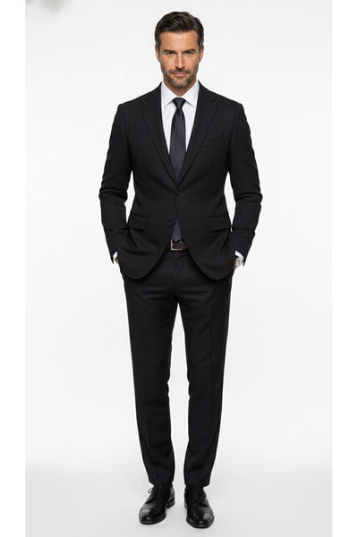 Erkek Slim Fit Çift Düğme Çift Yırtmaçlı Blazer Ceket – Premium Dokulu Kumaş - Siyah