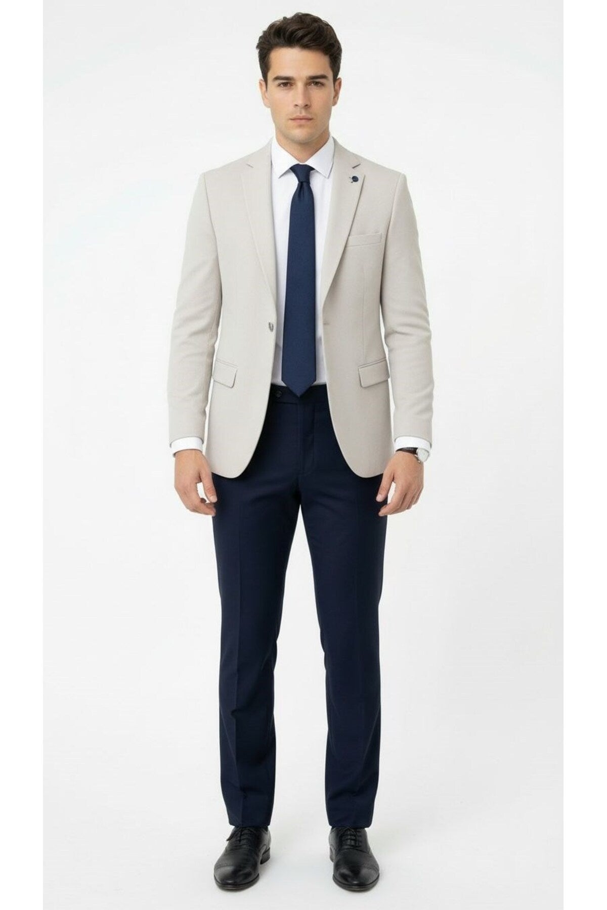 Taş Rengi Slim Fit Erkek Blazer Ceket – Modern Ofis & Davet Stili - Bej