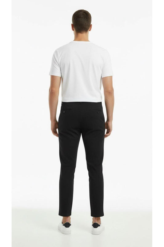 Erkek Slim Fit Klasik Kumaş Pantolon – Dar Kesim, Günlük ve Ofis Kullanımına Uygun Şık Tasarım - Siyah