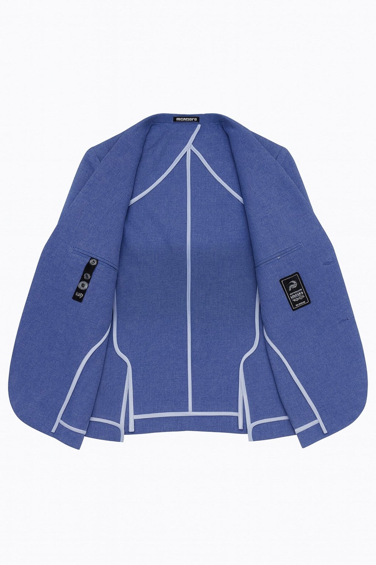 Erkek Slim Fit Blazer Ceket Tek Düğmeli Çift Yırtmaçlı Torba Cepli Yarım Astarlı - Mavi