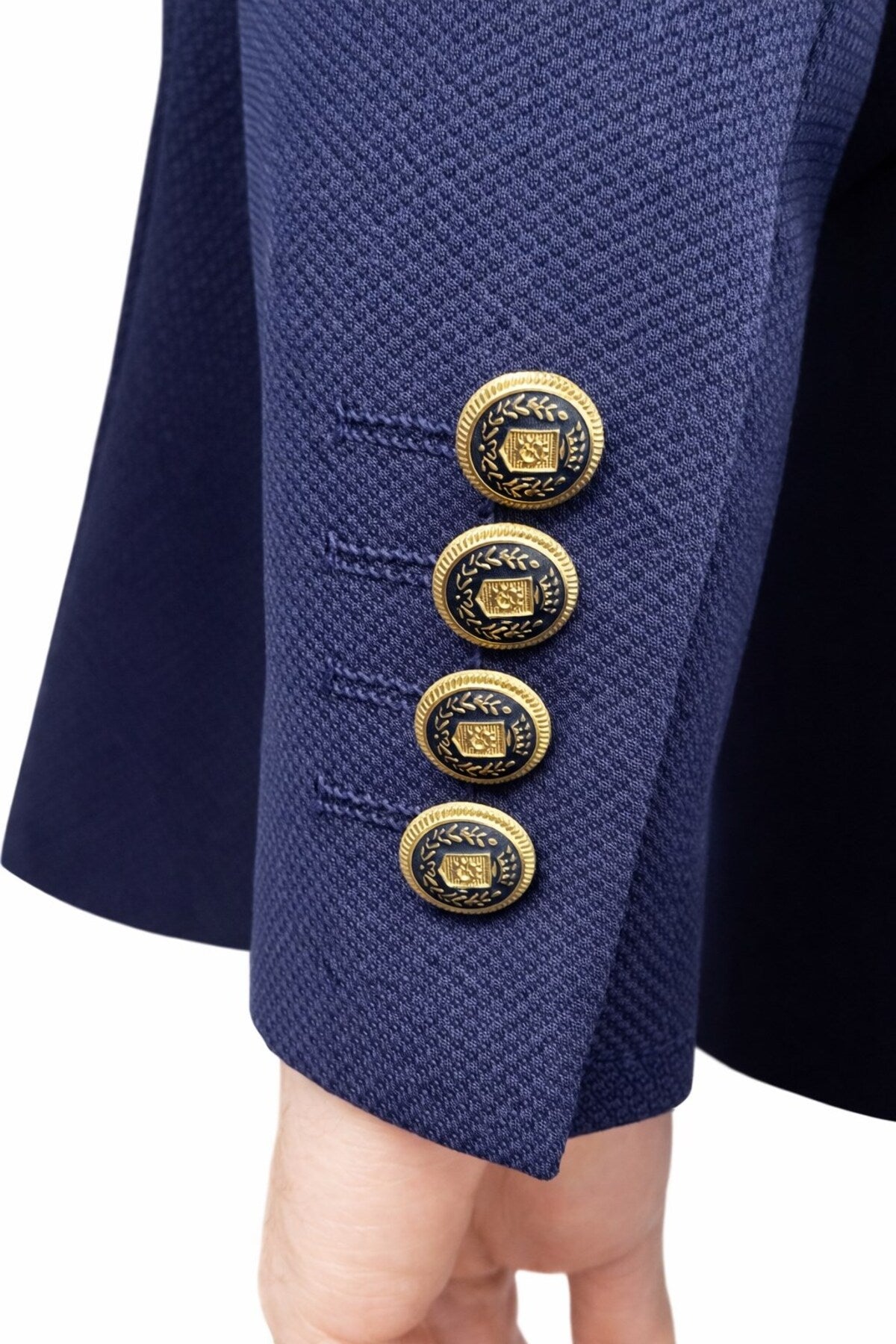Erkek Kruvaze Gold Düğmeli Dokulu Likralı Kumaş Blazer Ceket – Modern Kesim Şık Tasarım - Lacivert