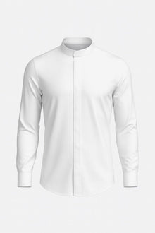 Erkek Hakim Yaka Slim Fit Gömlek – Şık, Modern, Uzun Kollu, Düz Model - Beyaz
