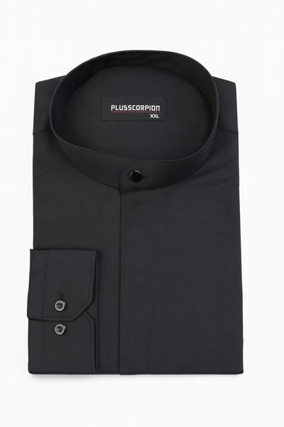 Erkek Hakim Yaka Slim Fit Gömlek – Şık, Modern, Uzun Kollu, Düz Model - Siyah