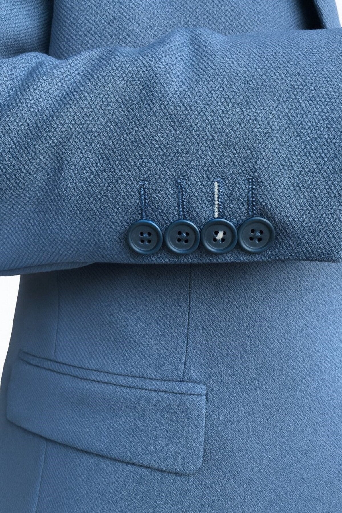 Erkek Slim Fit Blazer Ceket Açık İndigo – Tek Düğmeli – Şık Günlük & Ofis Kombinleri için – Tam Asta - Mavi