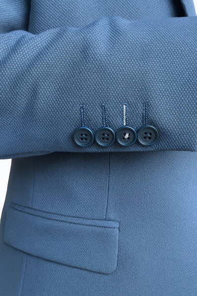 Erkek Slim Fit Blazer Ceket Açık İndigo – Tek Düğmeli – Şık Günlük & Ofis Kombinleri için – Tam Asta - Mavi