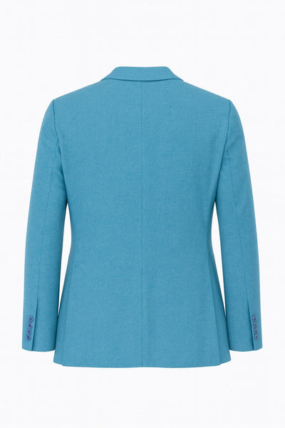 Erkek Slim Fit Blazer Ceket Tek Düğmeli Çift Yırtmaçlı Torba Cepli Yarım Astarlı - Turkuaz