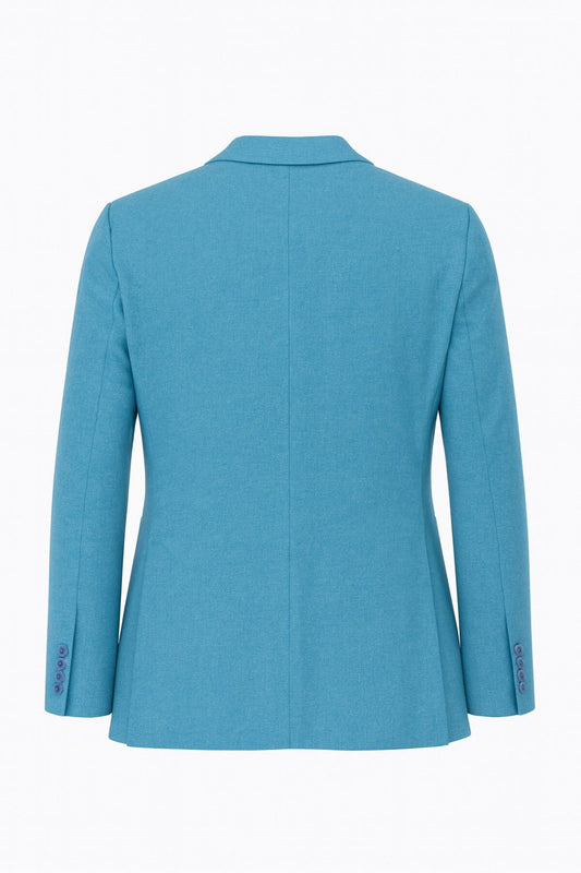 Erkek Slim Fit Blazer Ceket Tek Düğmeli Çift Yırtmaçlı Torba Cepli Yarım Astarlı - Turkuaz