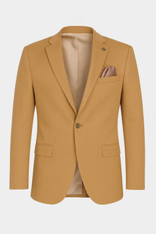 Camel Erkek Blazer Ceket – Esnek Comfort Kumaş, İtalyan Kesim, Tek Düğmeli Slim Fit Şı - Bej