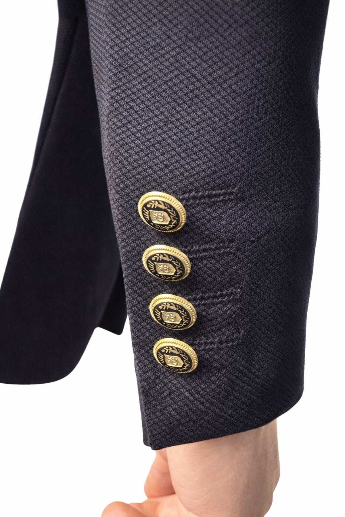 Erkek Kruvaze Gold Düğmeli Dokulu Likralı Kumaş Blazer Ceket – Modern Kesim Şık Tasarım - Siyah