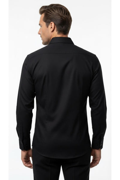 Erkek Beyaz Klasik Gömlek – Slim Fit, Düz Model, Şık Ofis & Günlük Kombin - Siyah