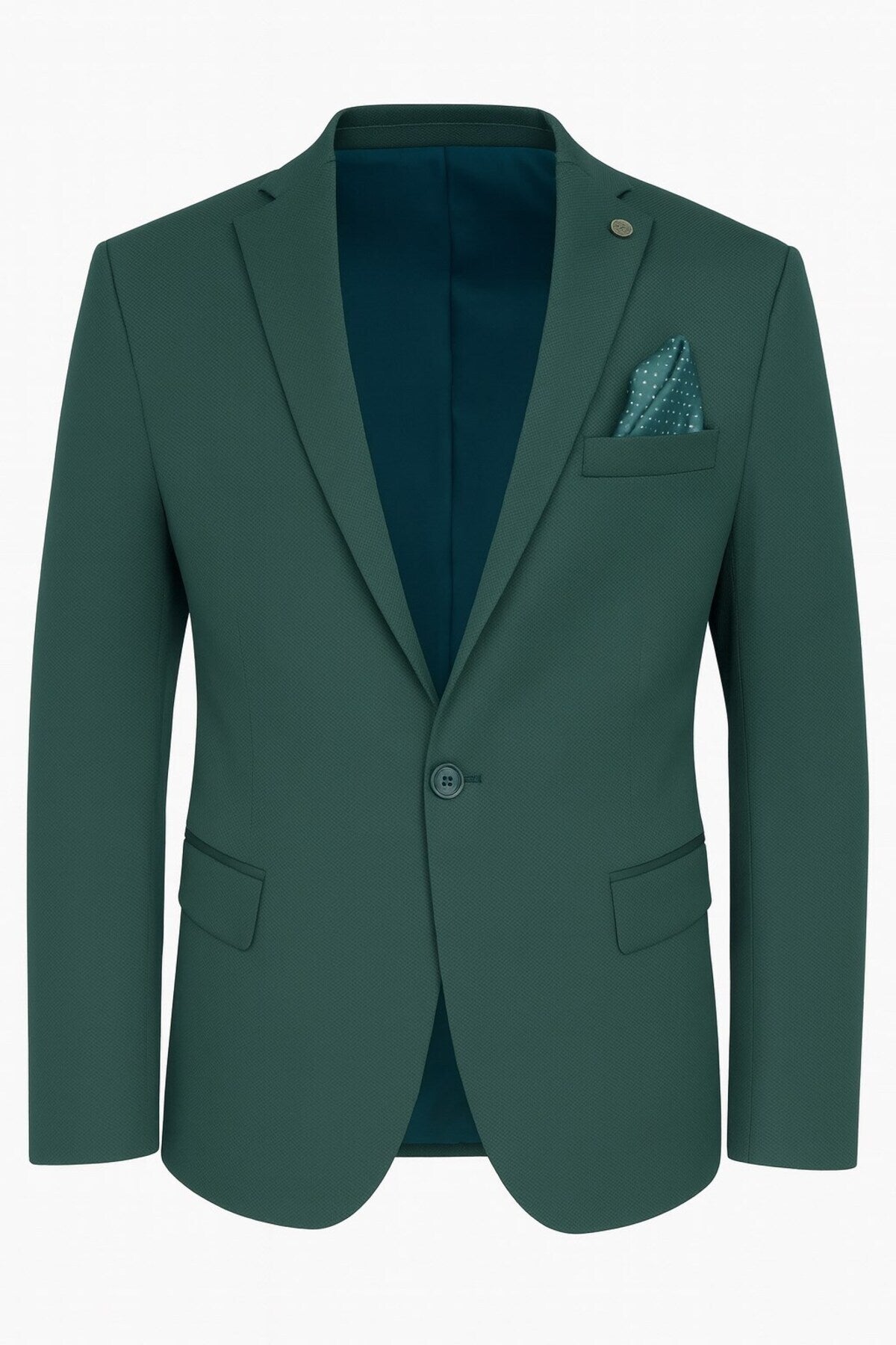 Petrol Yeşili Erkek Blazer Ceket – Esnek Comfort Kumaş, Slim Fit İtalyan Kesim Tek Düğmeli Model - Yeşil