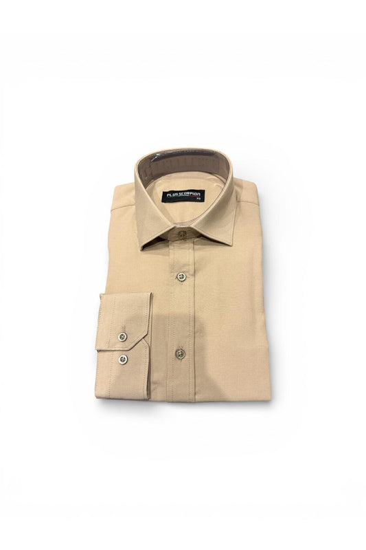Erkek Beyaz Klasik Gömlek – Slim Fit, Düz Model, Şık Ofis & Günlük Kombin - Bej