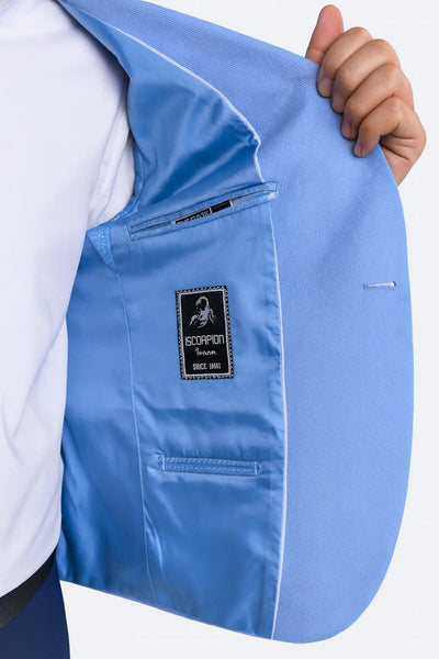 Açık Mavi Erkek İtalyan Kesim Tek Düğmeli Blazer Ceket – Günlük ve Şık Kombinler İçin - Mavi