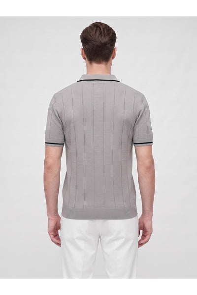 Erkek Polo Yaka Triko Kısa Kollu T-Shirt - Gri