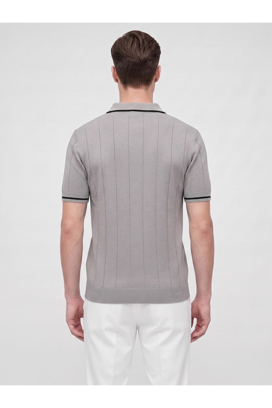 Erkek Polo Yaka Triko Kısa Kollu T-Shirt - Gri
