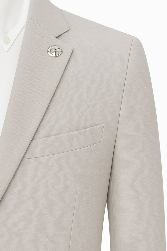 Erkek Açık Gri Blazer Ceket – Slim Fit, Şık ve Hafif Kumaş, Tek Düğmeli - Gri